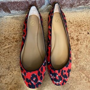 Red Leopard Print Women's Ballet Flats